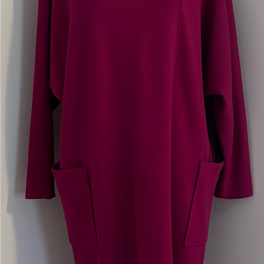 Carolina Herrera Deep Magenta Long Sleeve Dress with Pockets